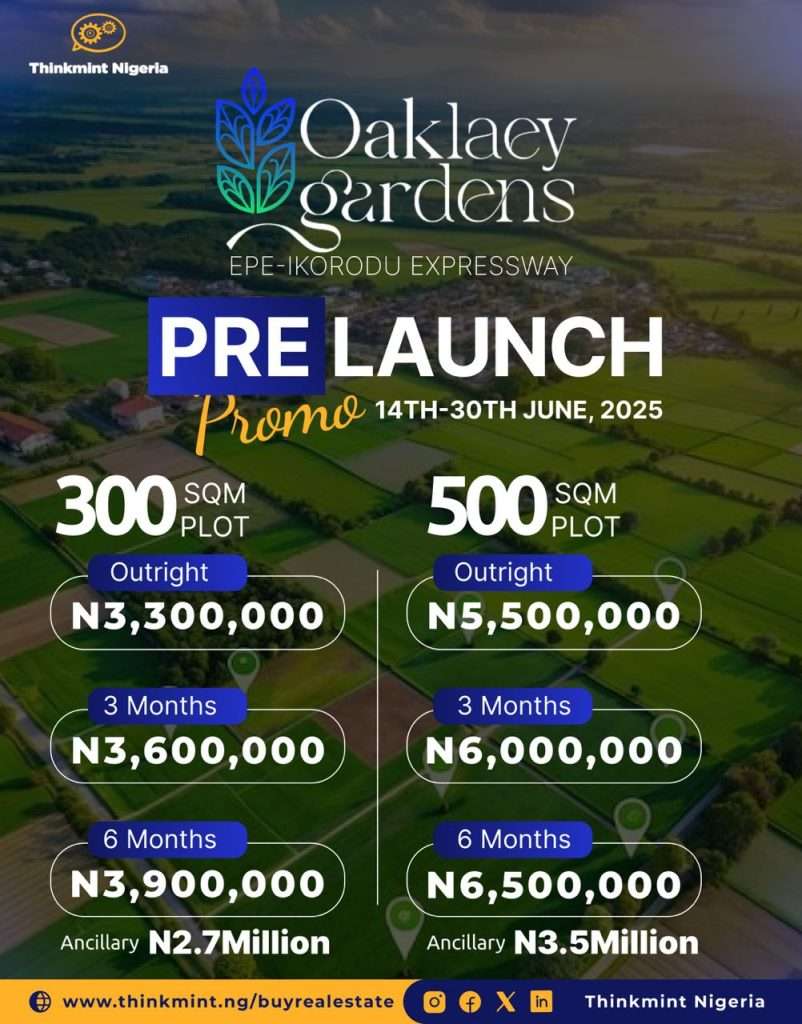 Oaklaey Gardens: 300SQM Land For Sale in Epe-Ikorodu Expressway