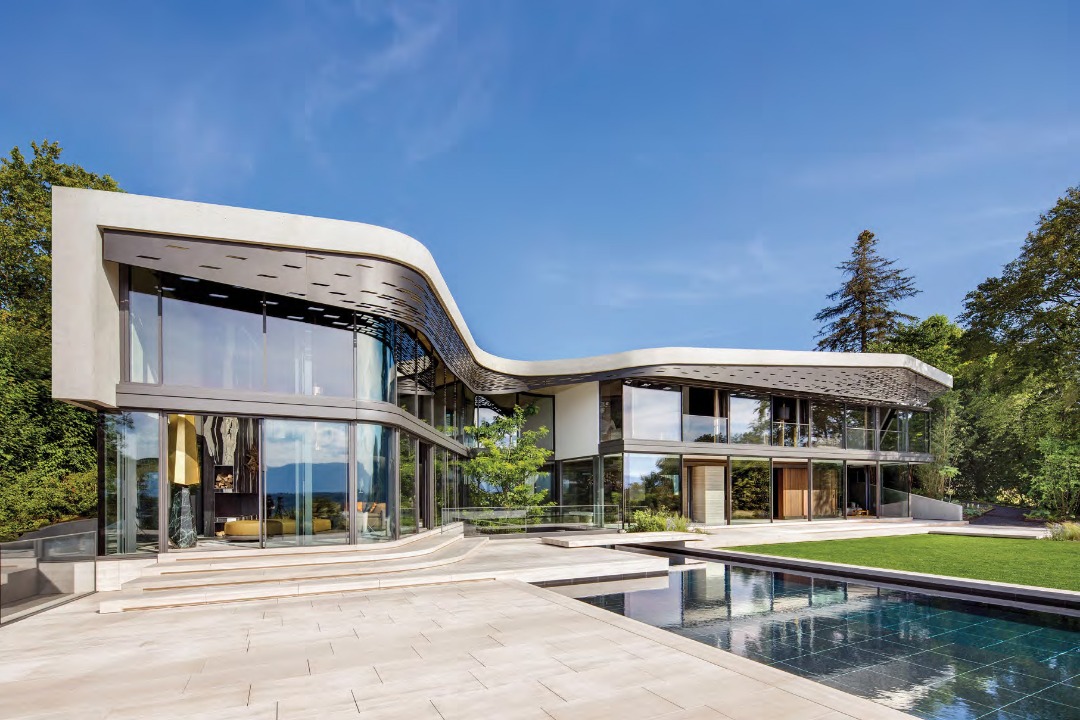 Villa Courbe, a modern SAOTA design on a slope in Lac Léman